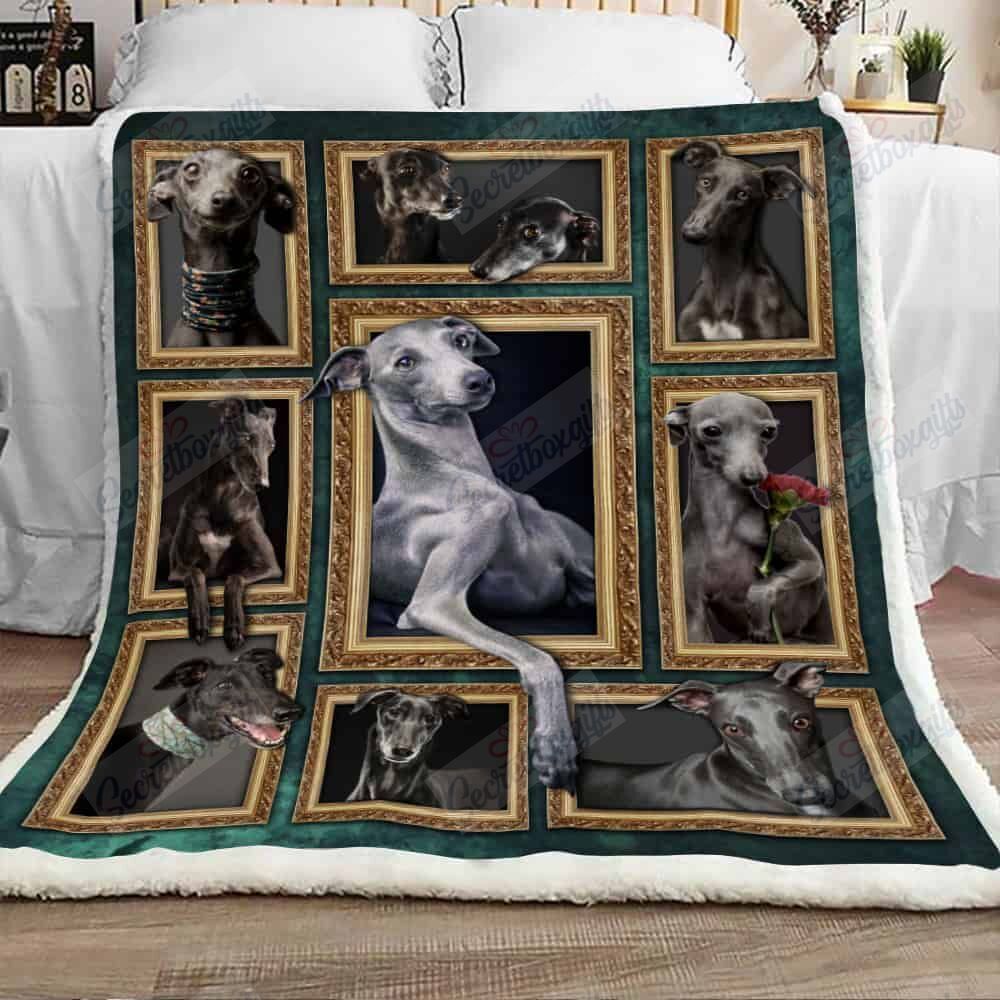Cute Greyhound Dog Fleece Blanket