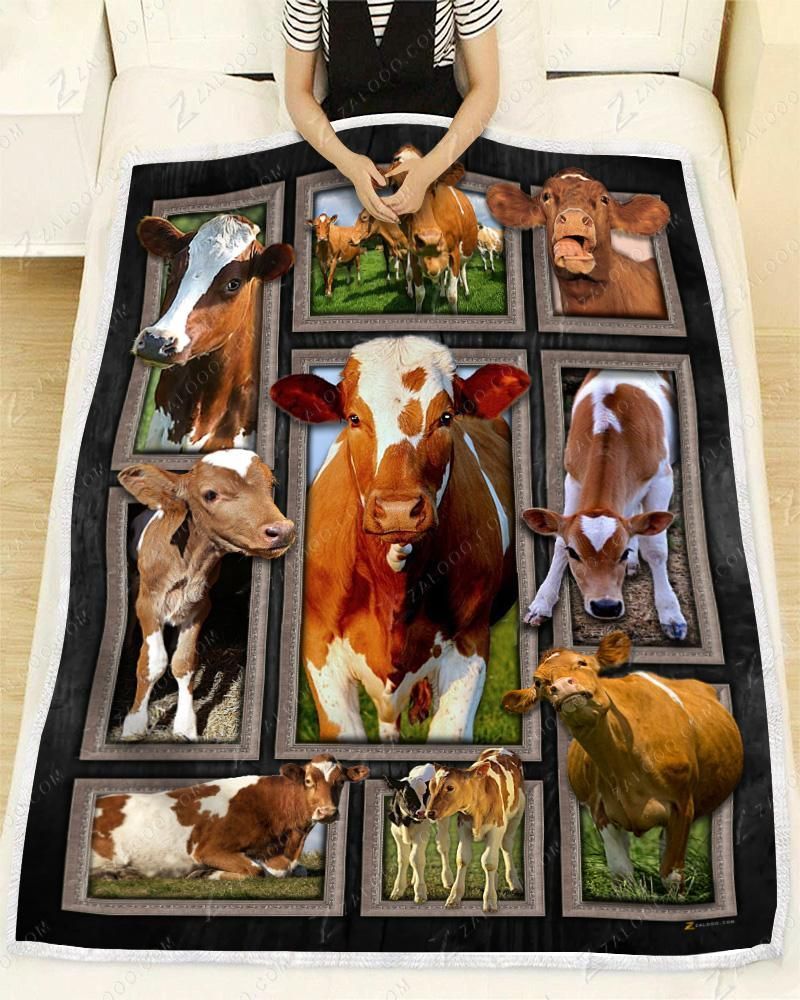 Cute Guernsey Cows Sherpa Fleece Blanket