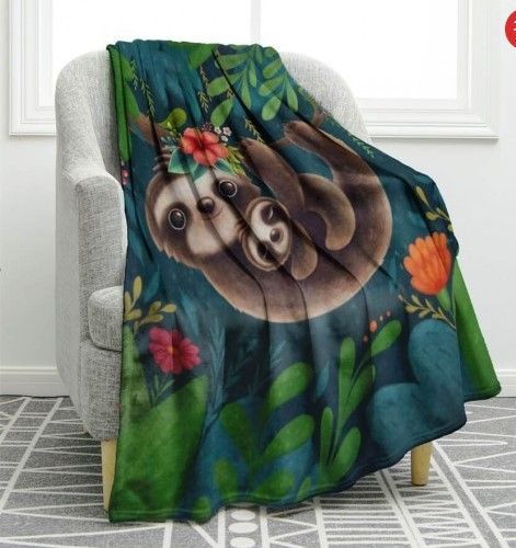 Cute Hanging Sloths Sherpa Fleece Blanket