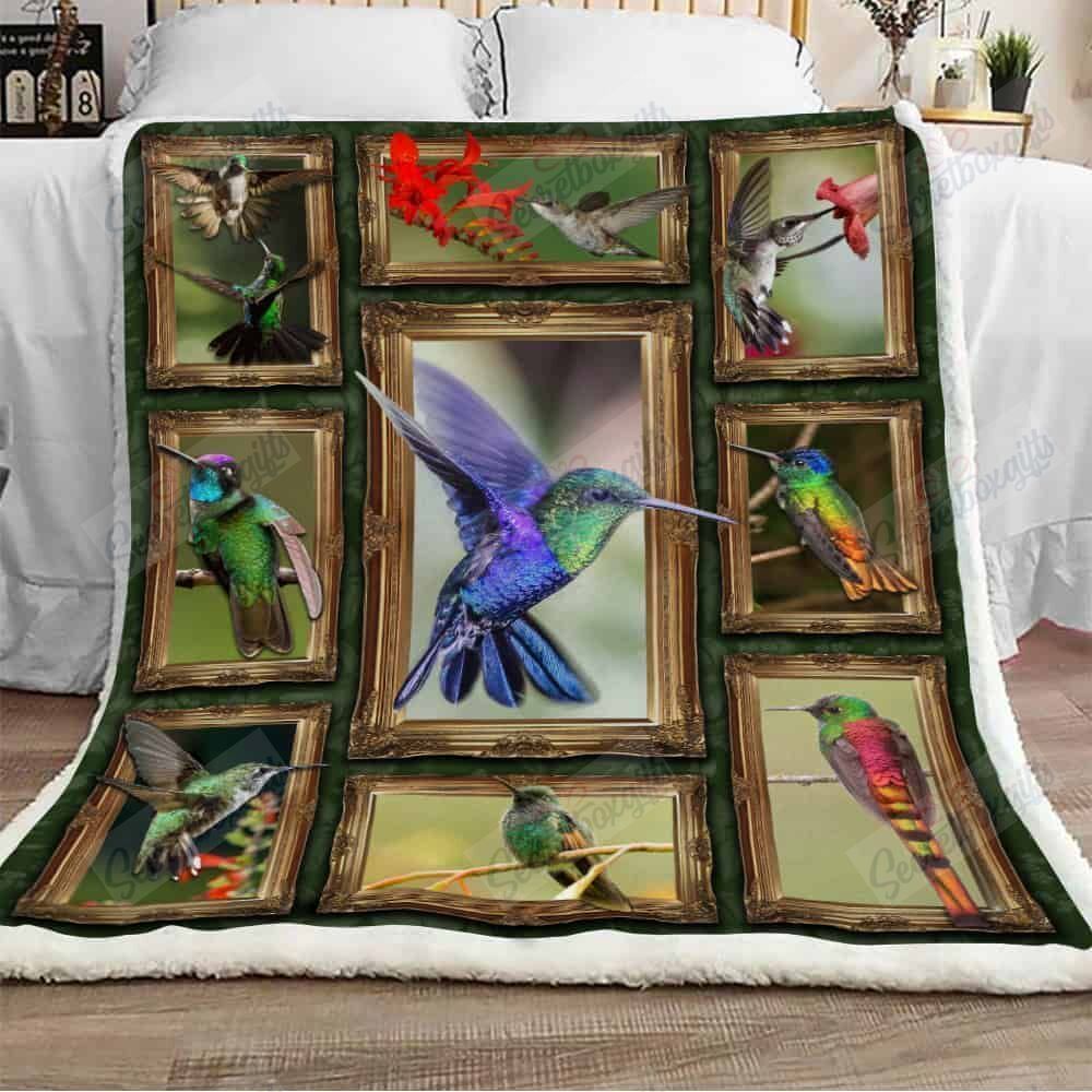 Cute Hummingbird In The Spring Fleece Blanket