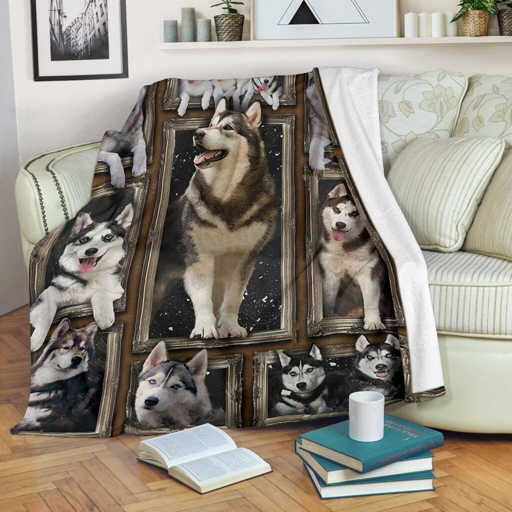 Cute Husky 3d Sherpa Fleece Blanket