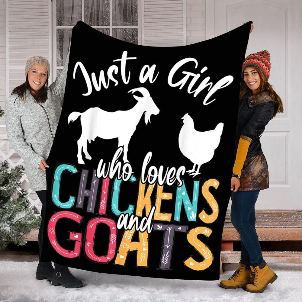 Cute Just A Girl Who Loves Chickens Goats Sherpa Fleece Blanket