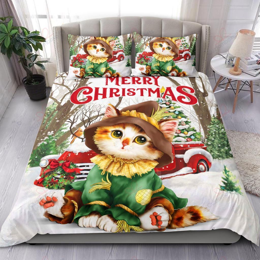 Cute Kitten Merry Christmas Bedding Set