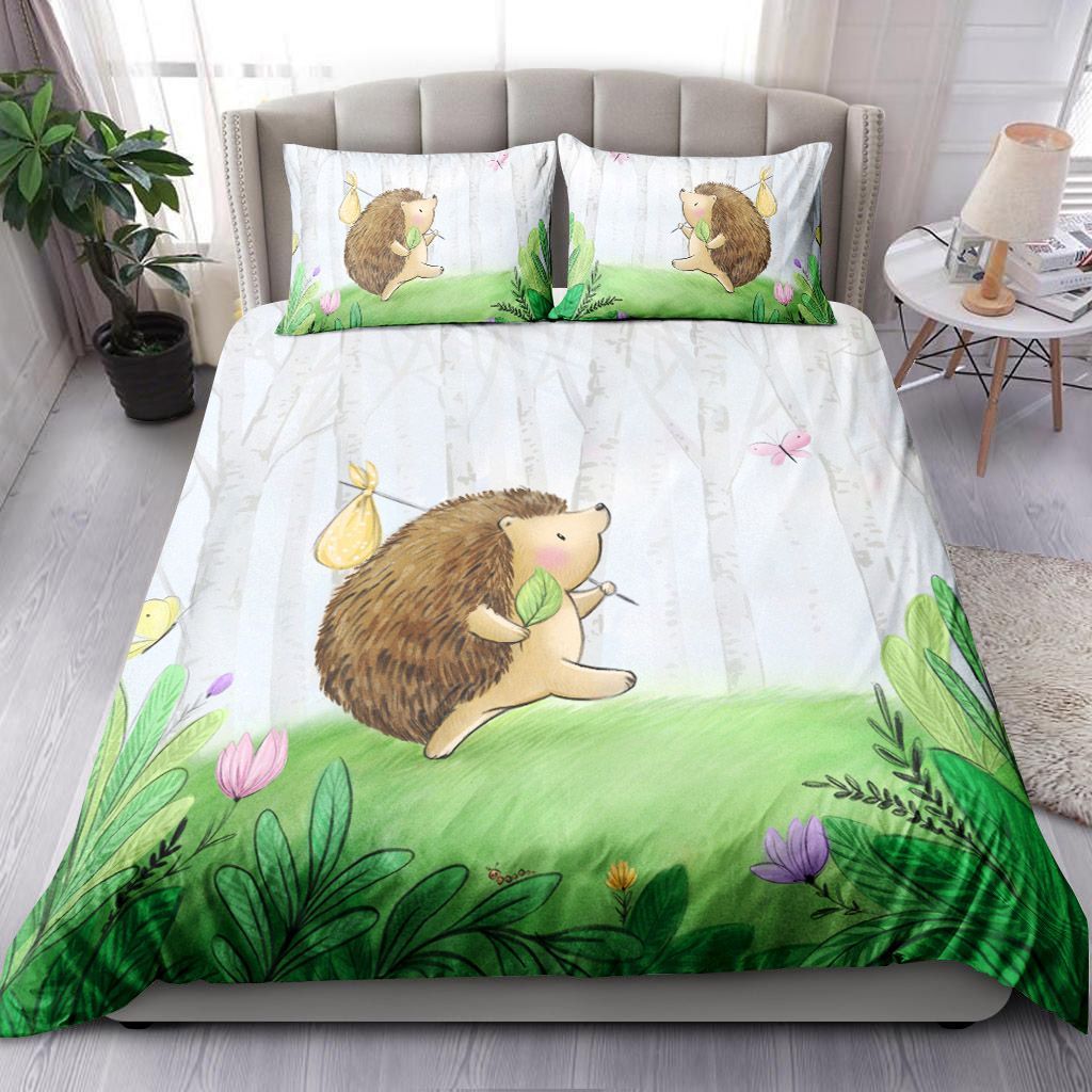 Cute Little Hedgehog In Forest Bedding Set