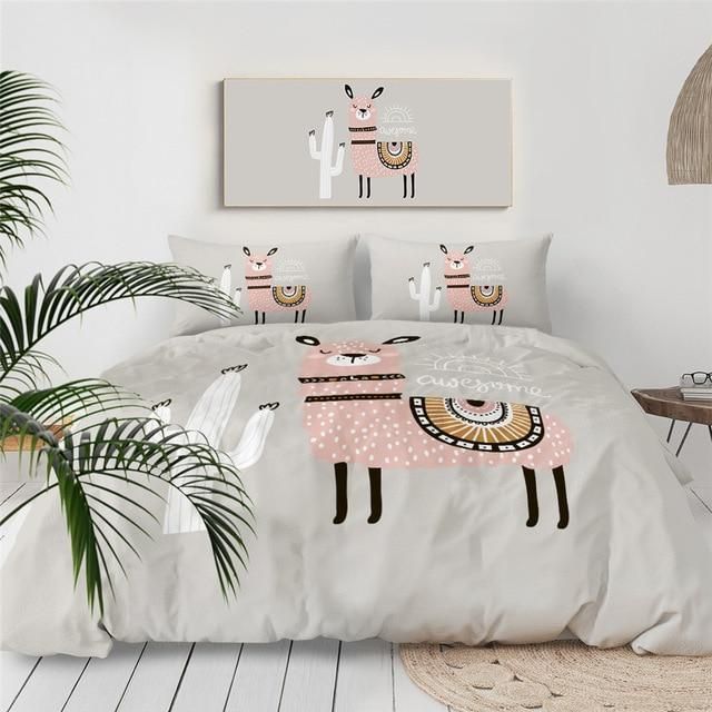 Cute Llama Tribal Style Bedding Set
