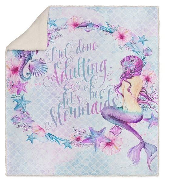 Cute Mermaid Sherpa Fleece Blanket