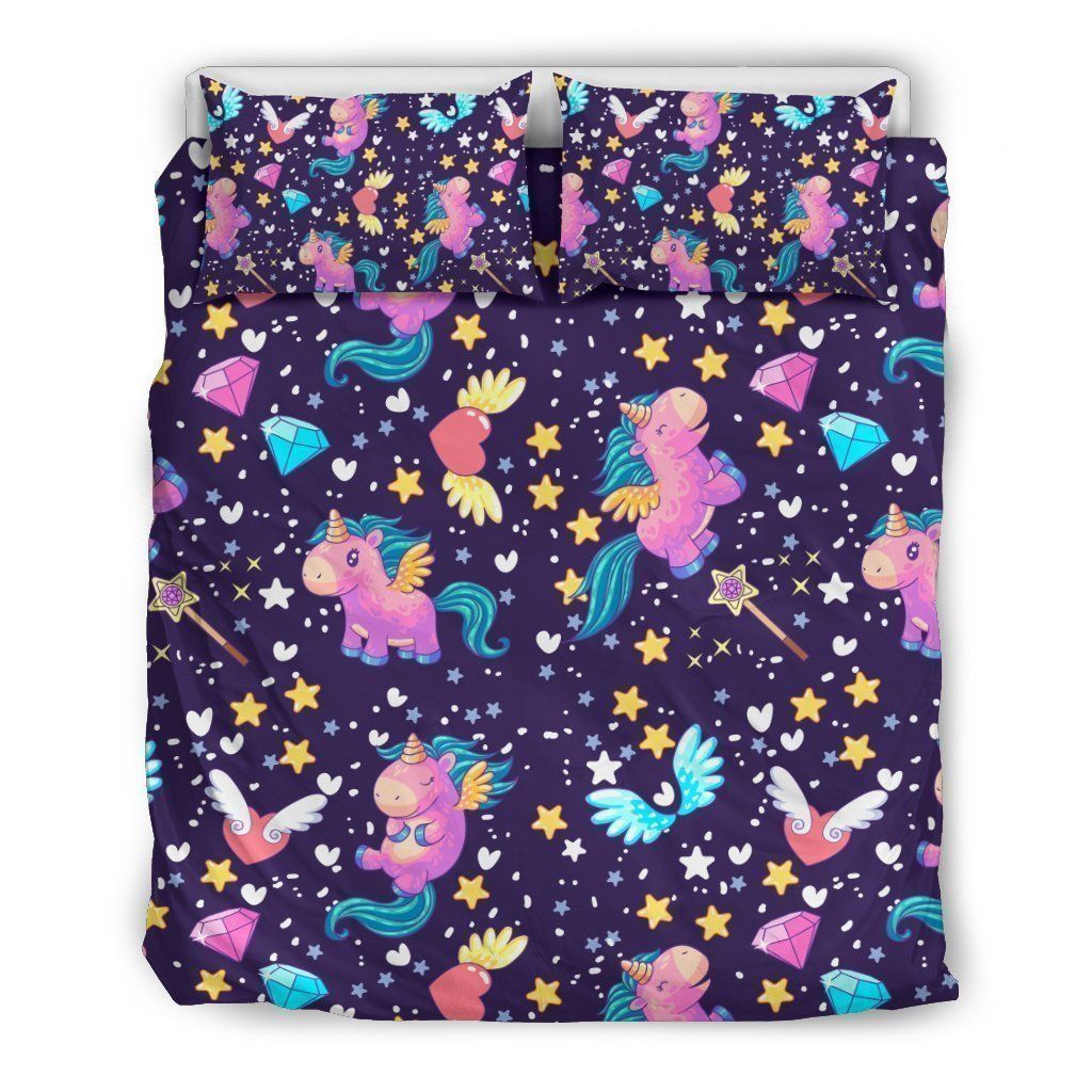 Cute Night Star Unicorn Bedding Set