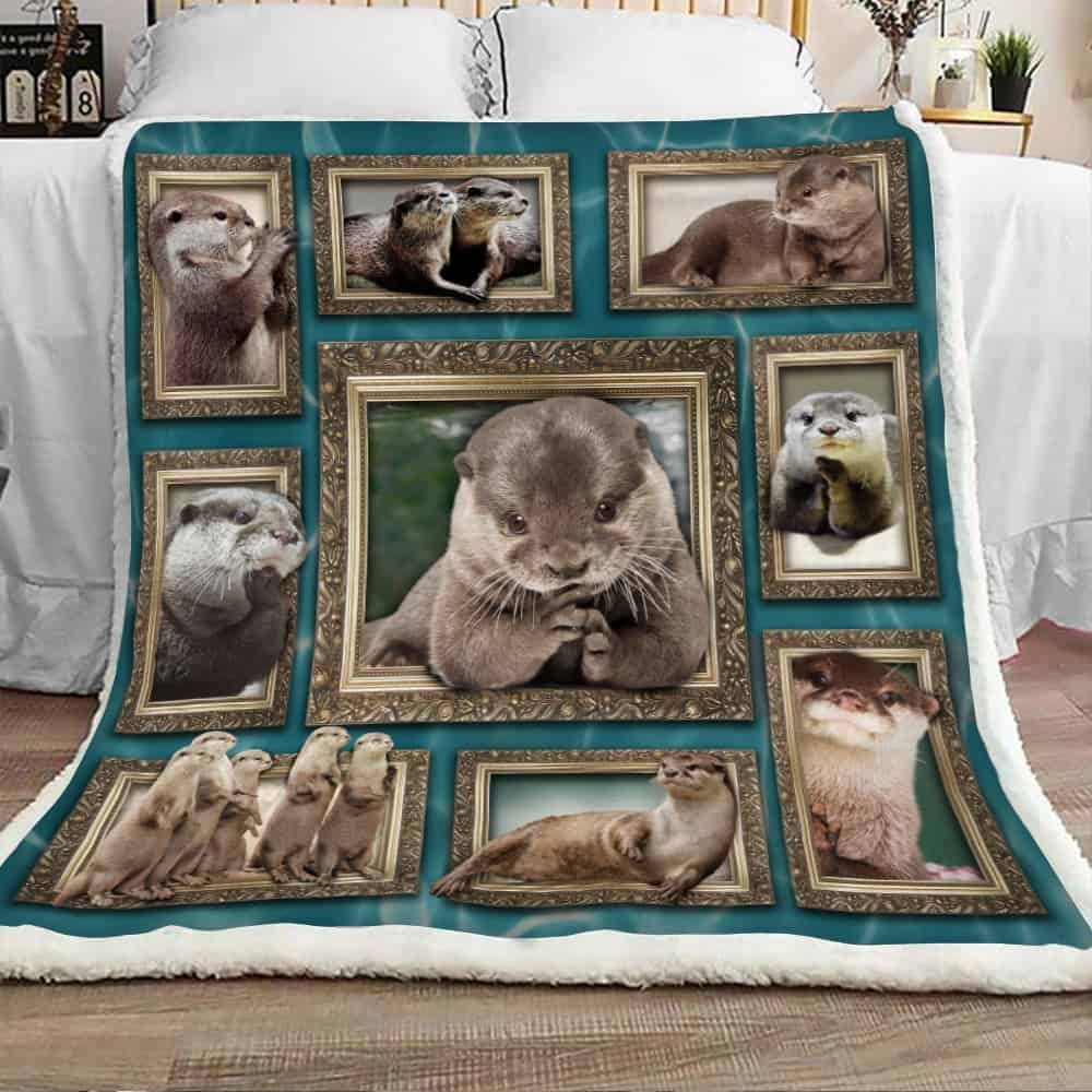 Cute Otter Sherpa Fleece Blanket