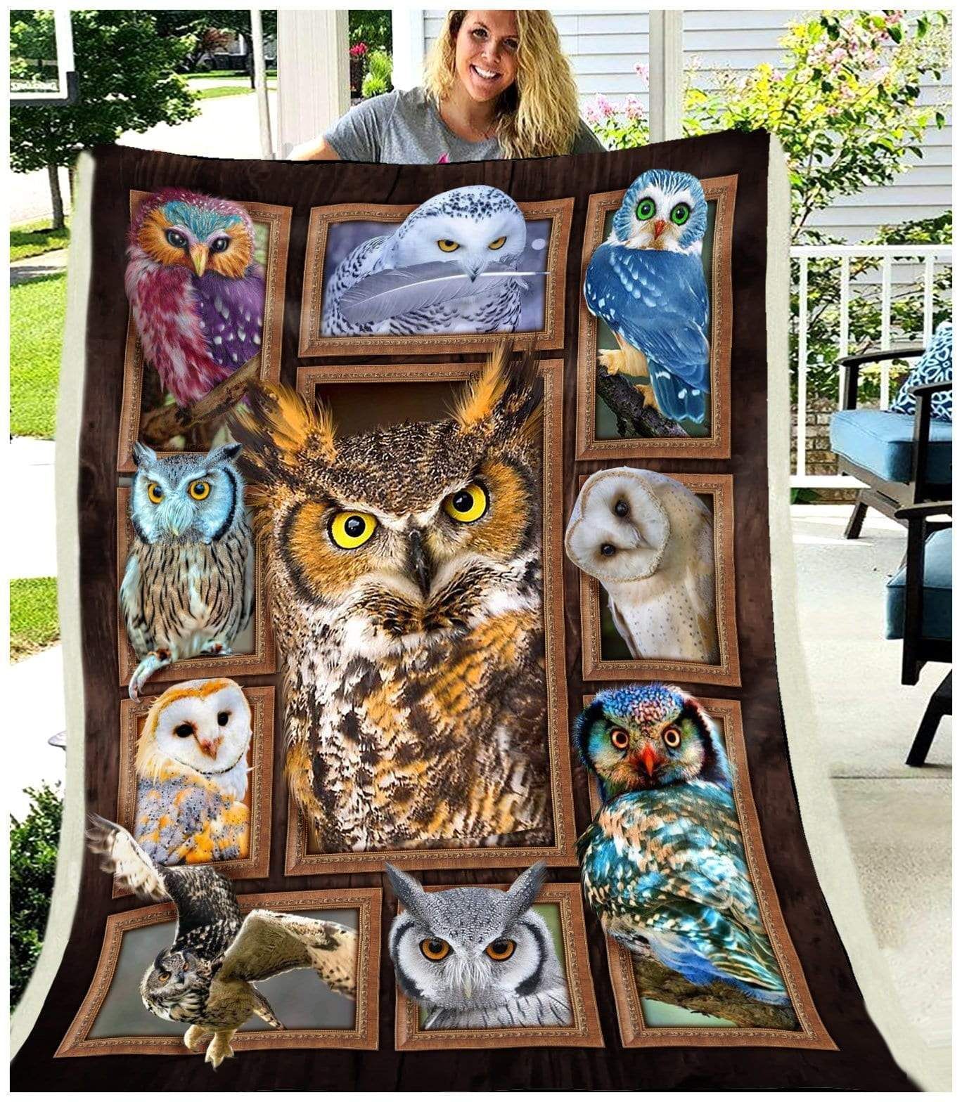 Cute Owl Sherpa Fleece Blanket
