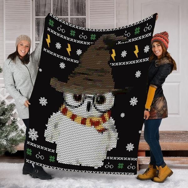Cute Owl Harry Magical Wizard Potter Sherpa Fleece Blanket