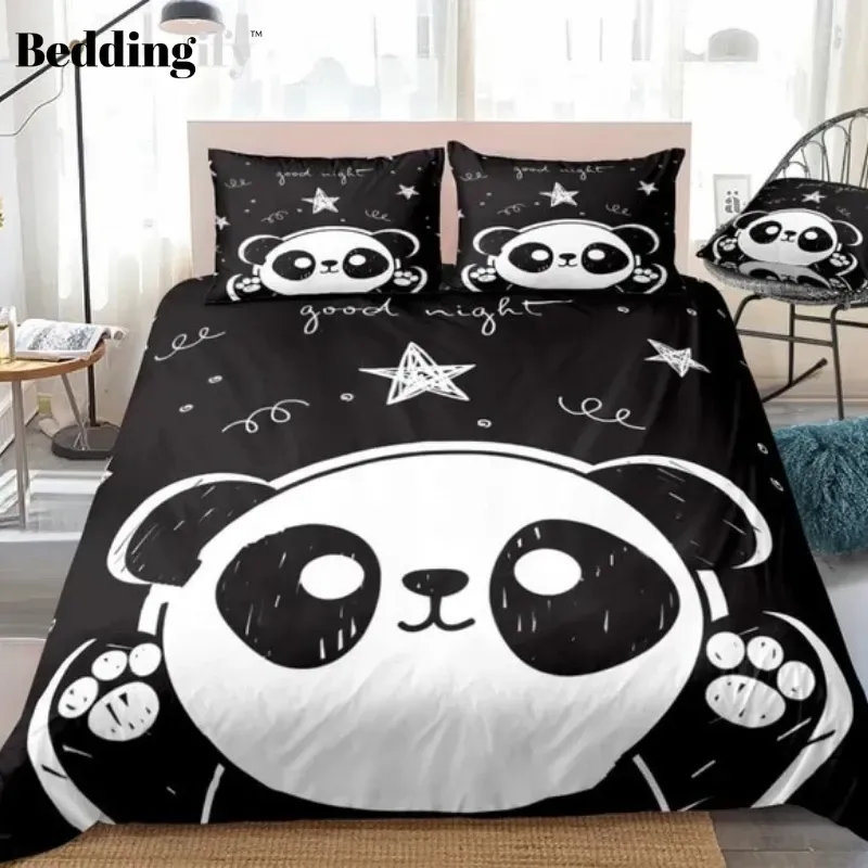 Cute Panda Black Gs Cl Bedding Set