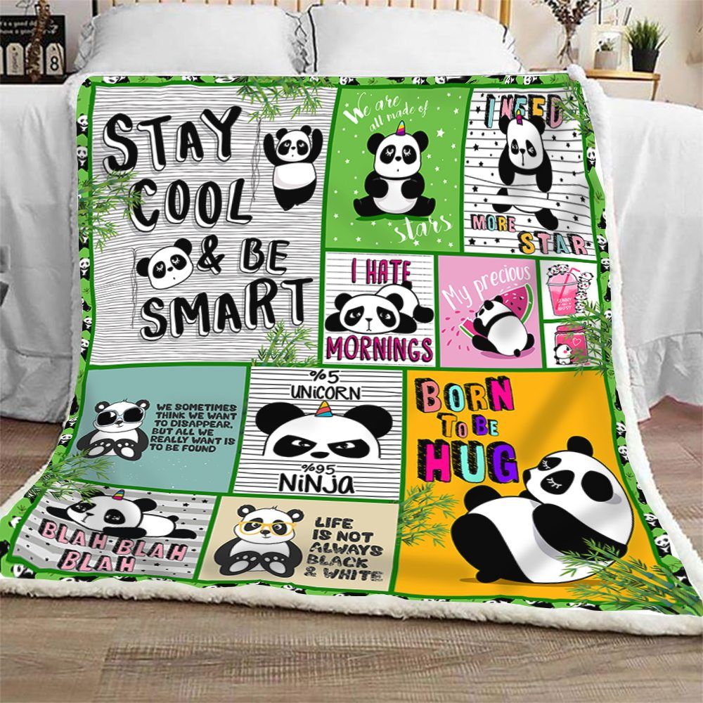 Cute Panda Sherpa Fleece Blanket