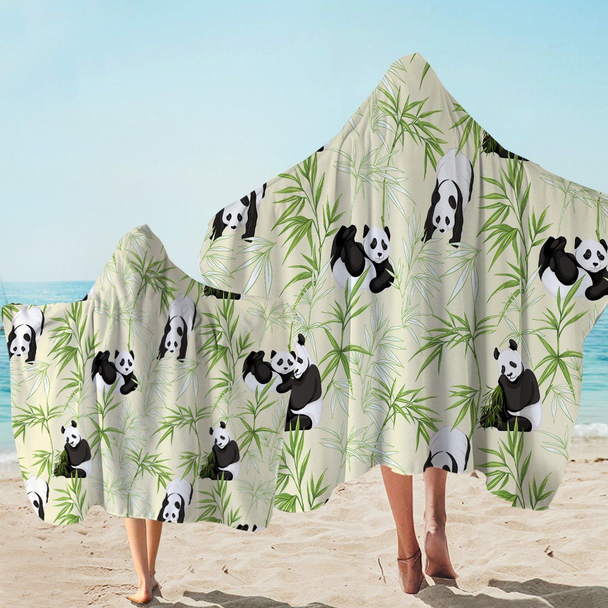 Cute Panda In Bamboo Forest Printed Hooded Towel