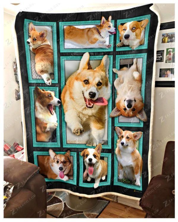Cute Pembroke Welsh Corgi Sherpa Fleece Blanket