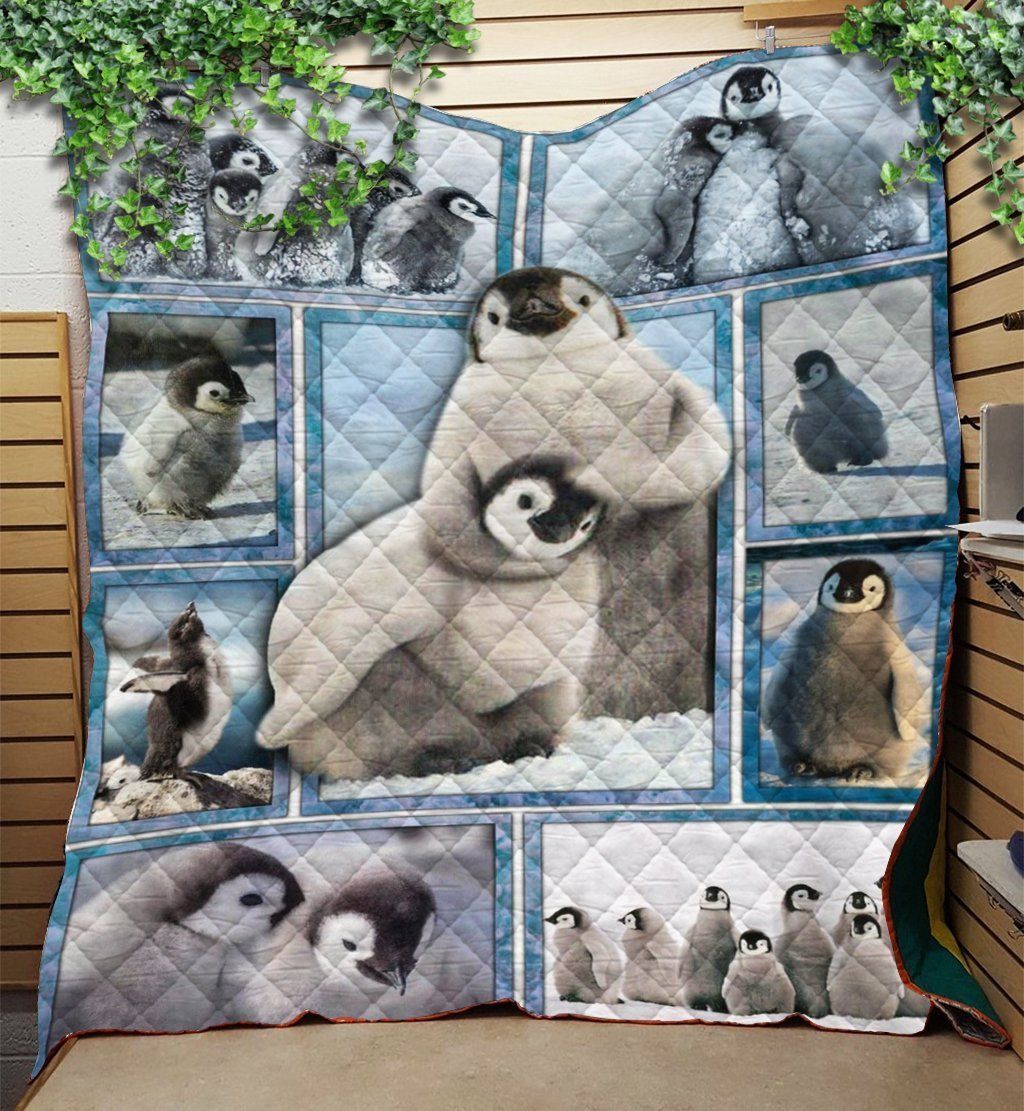 Cute Penguin Couple Love Forever Quilt Blanket