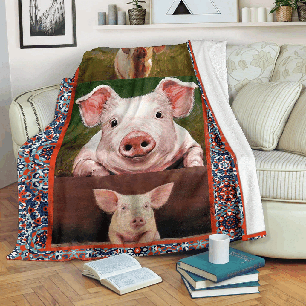 Cute Pig Sherpa Fleece Blanket