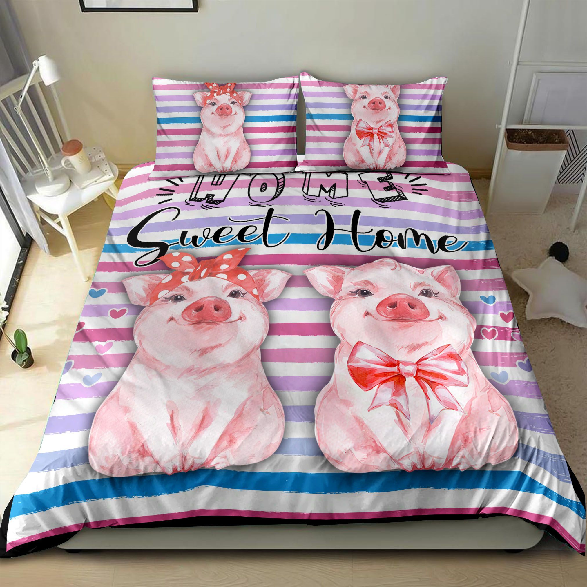 Cute Pig Home Sweet Home Bedding Set