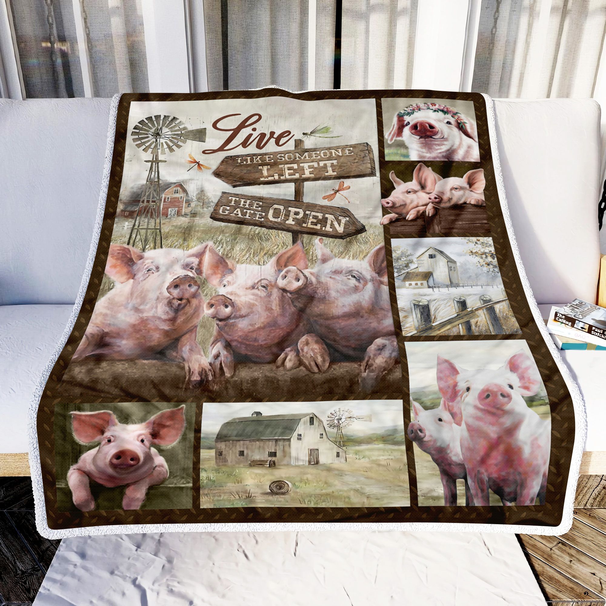 Cute Pig Live Like Someone Left The Gate Open Fleece Blanket