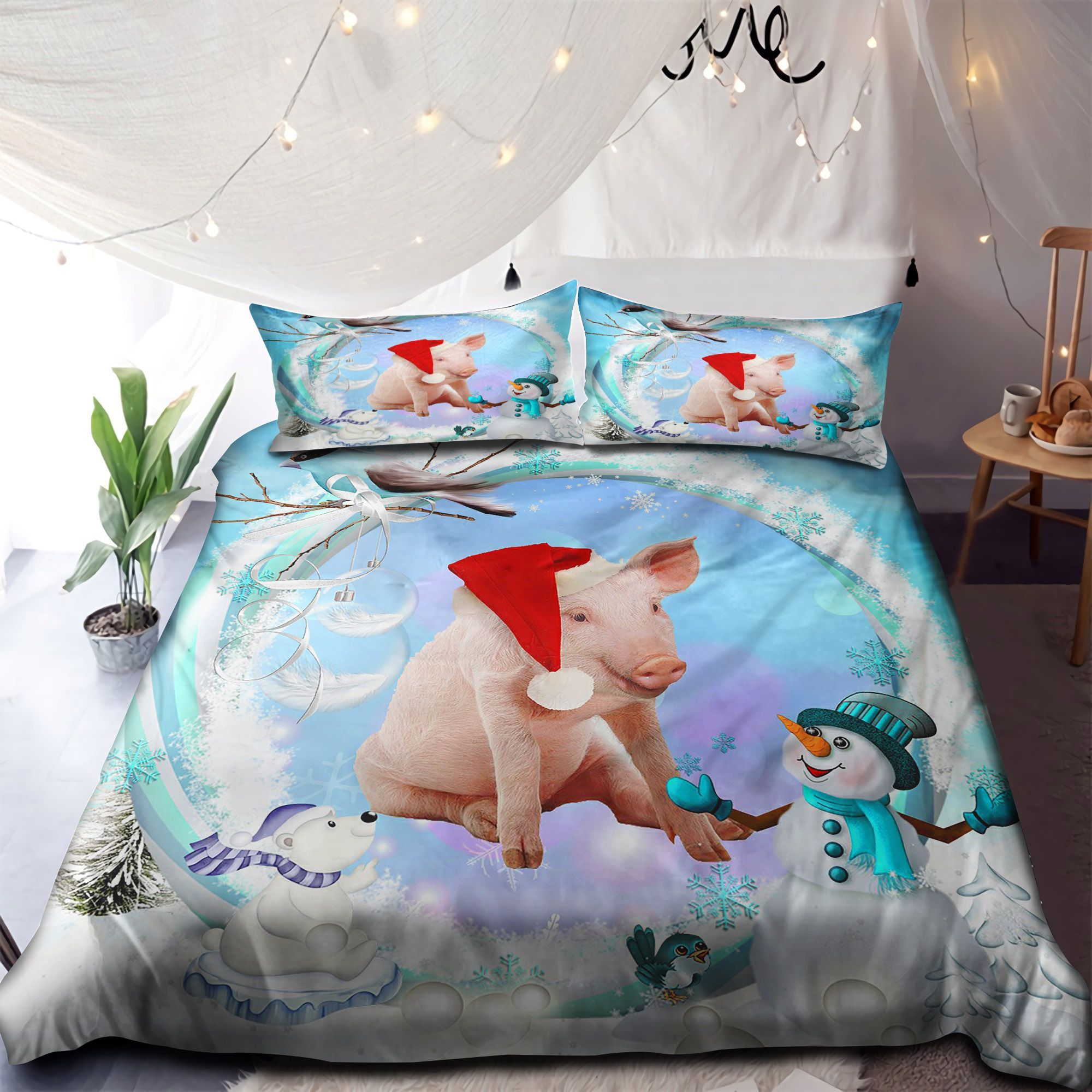 Cute Pig Merry Christmas Bedding Set