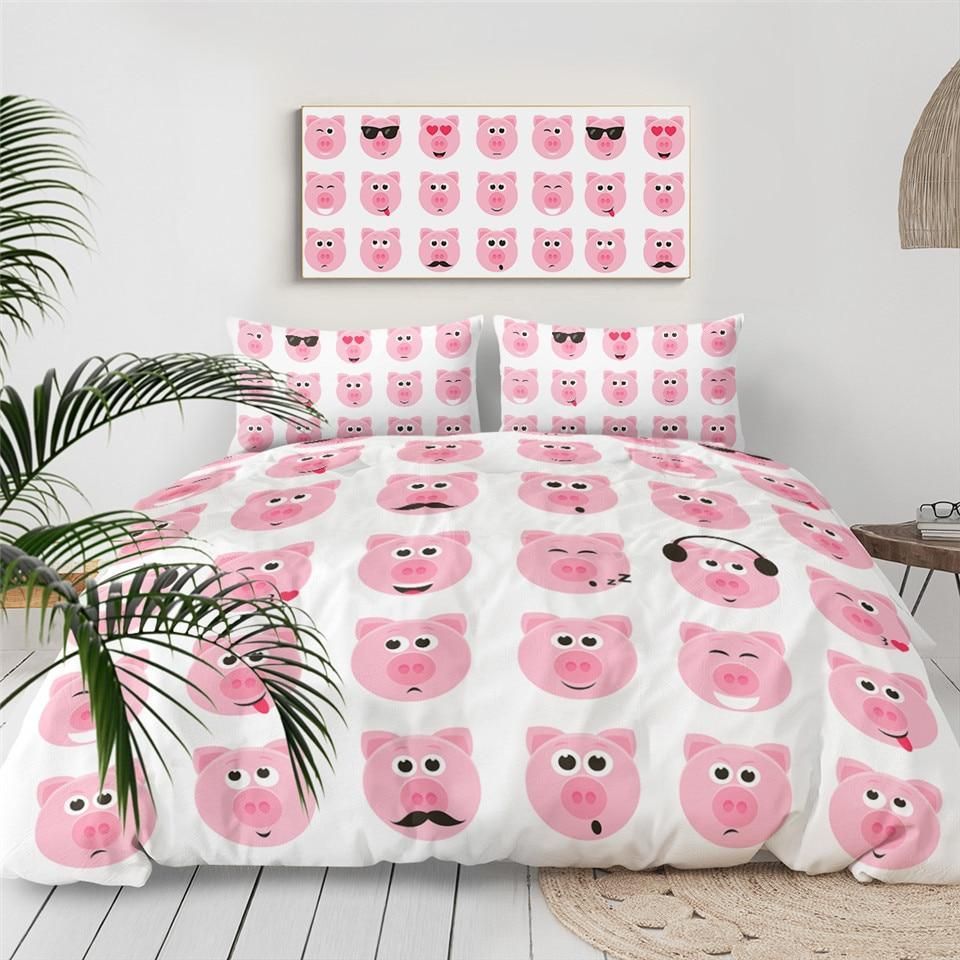 Cute Pig Pink Pattern Bedding Set