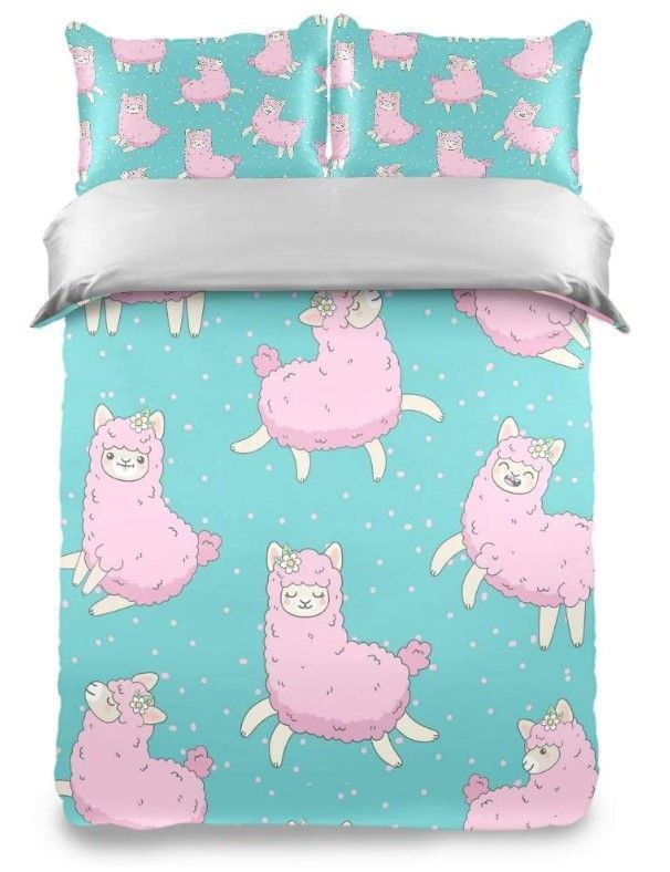 Cute Pink Llama Bedding Set