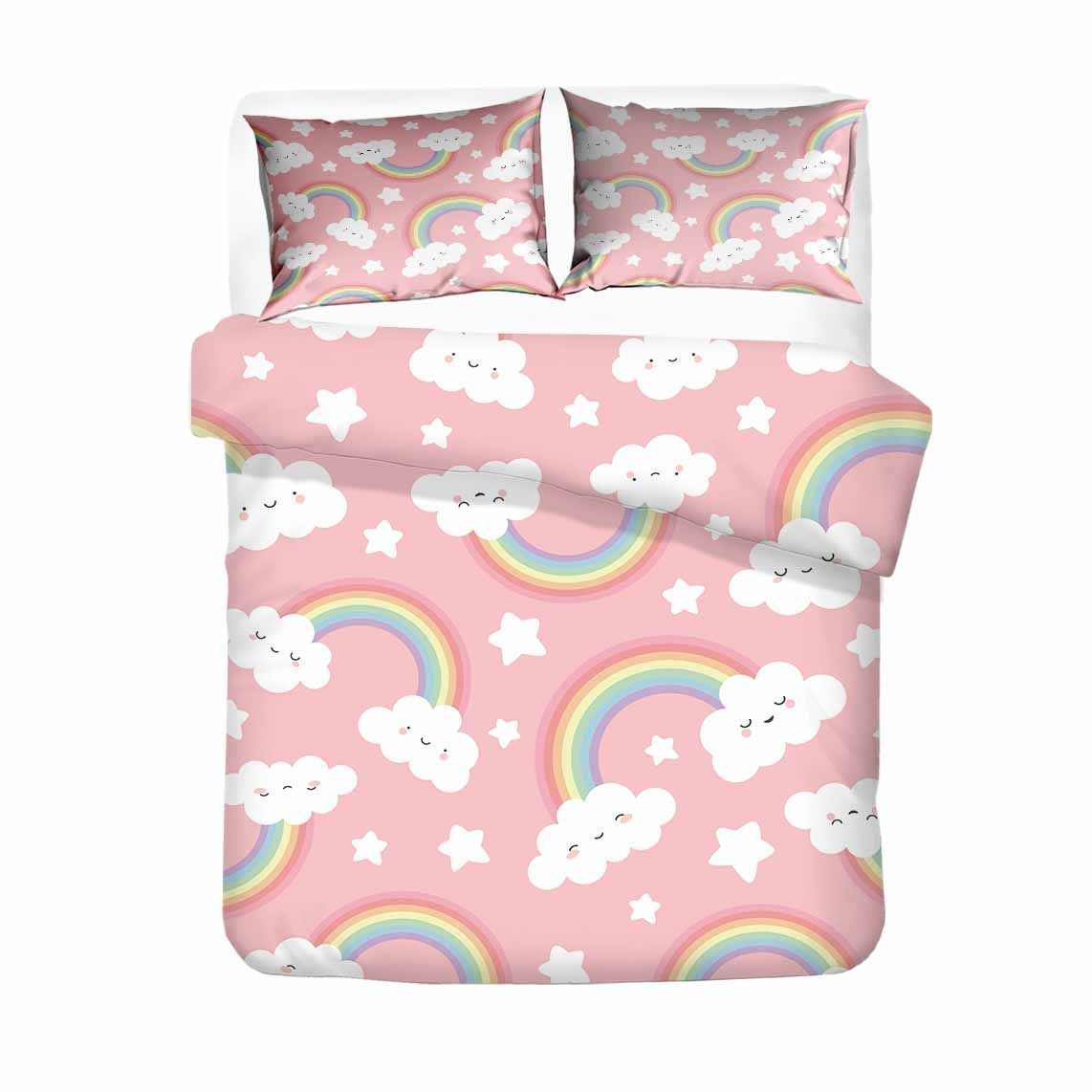 Cute Pink Rainbow  Bedding Set