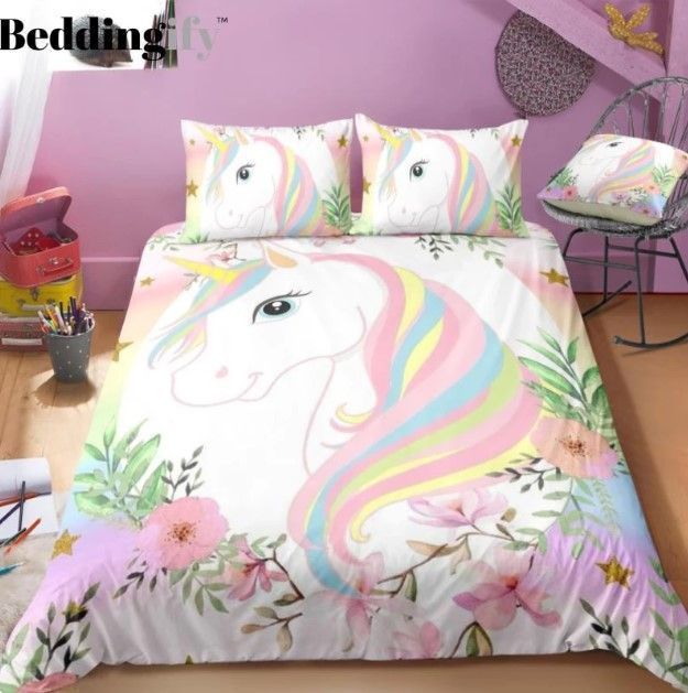 Cute Pink Unicorn Bedding Set