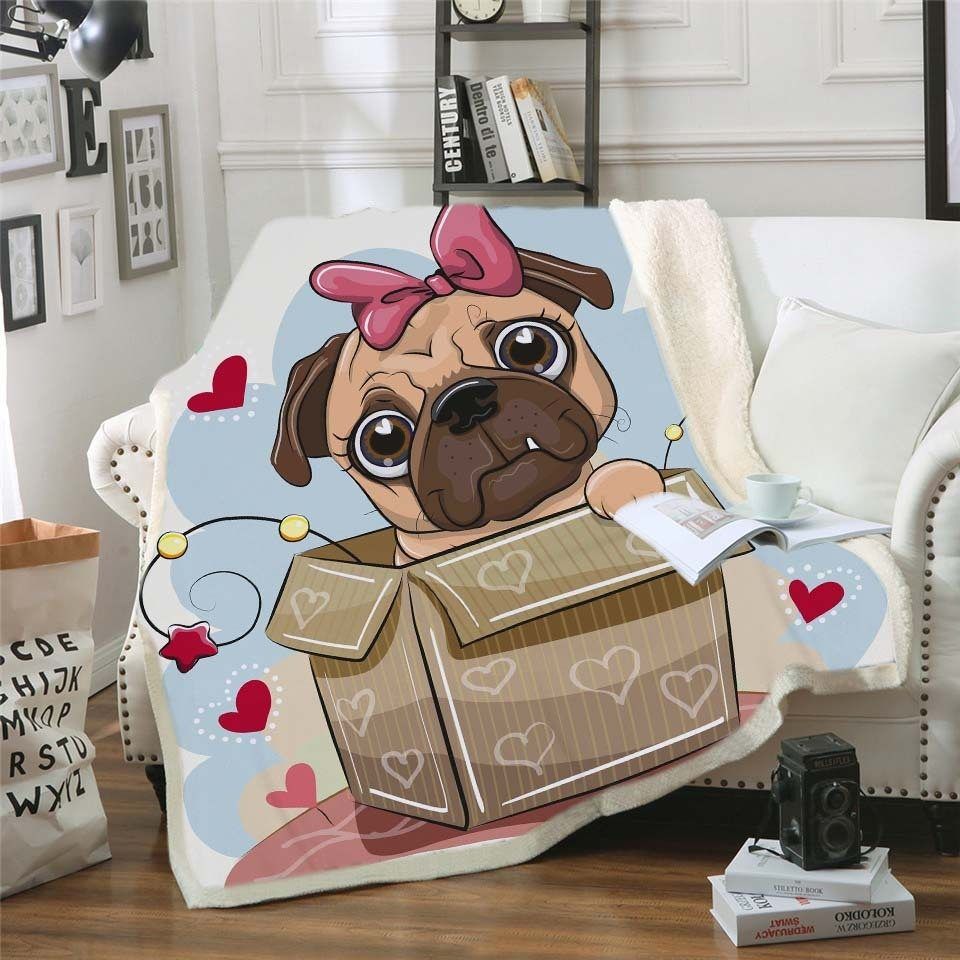 Cute Pug Sherpa Fleece Blanket