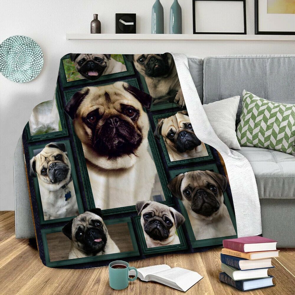 Cute Pug Sherpa Fleece Blanket