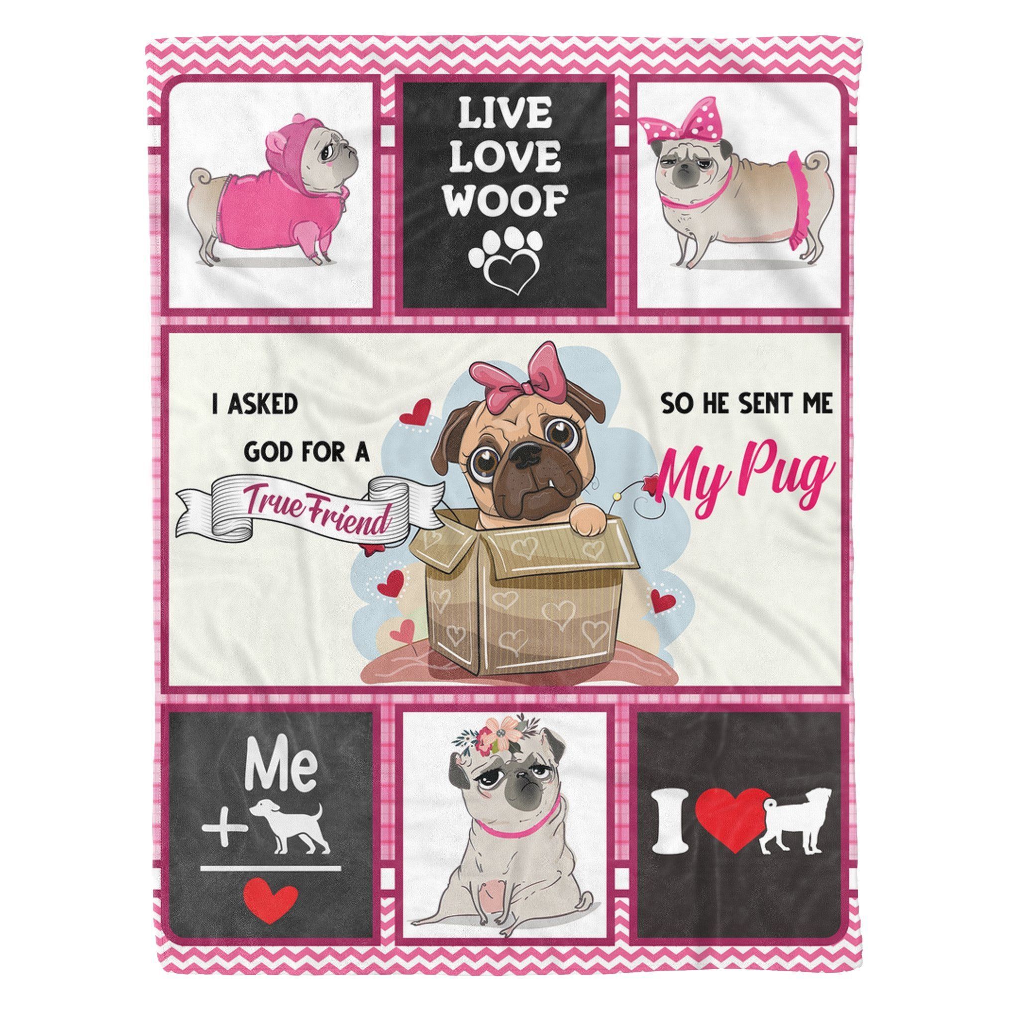 Cute Pug Sherpa Fleece Blanket