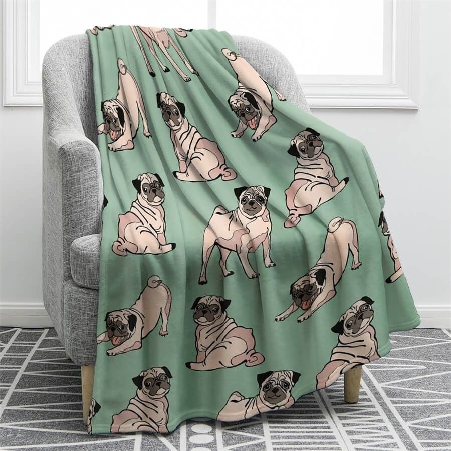 Cute Pug Dog Sherpa Fleece Blanket