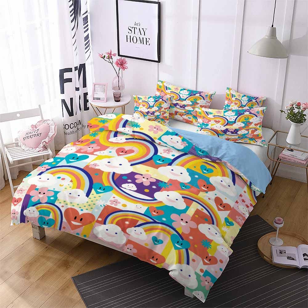 Cute Rainbow Printed Bedding Set