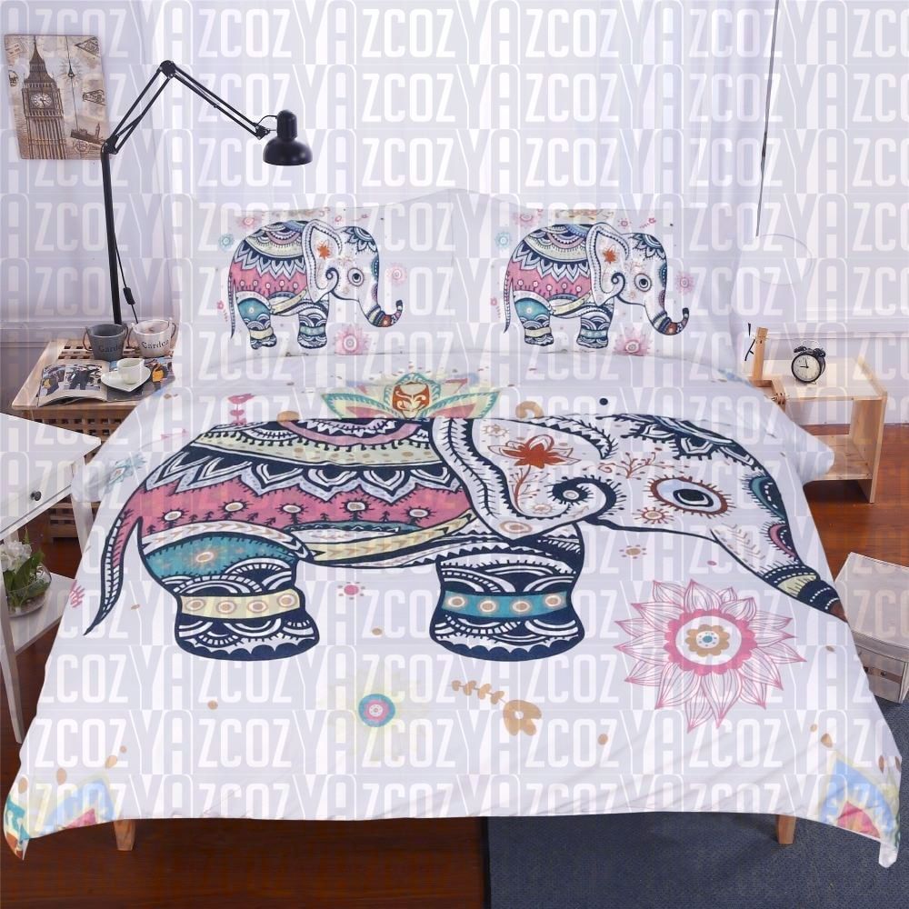 Cute Rainbow Elephant Bedding Set