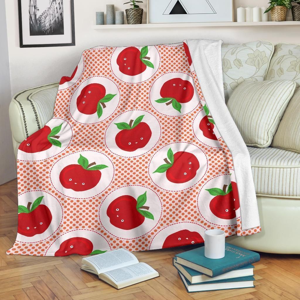 Cute Red Apple Pattern Print Design Fleece Blanket