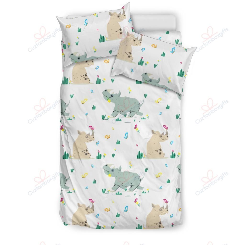 Cute Rhino Printed Bedding Set