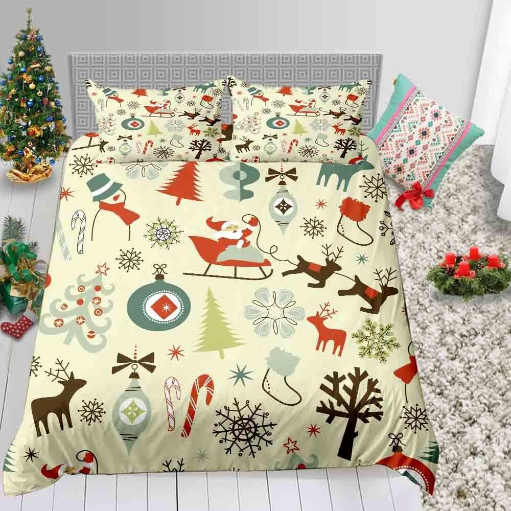 Cute Santa Pattern Over Printed Bedding Set