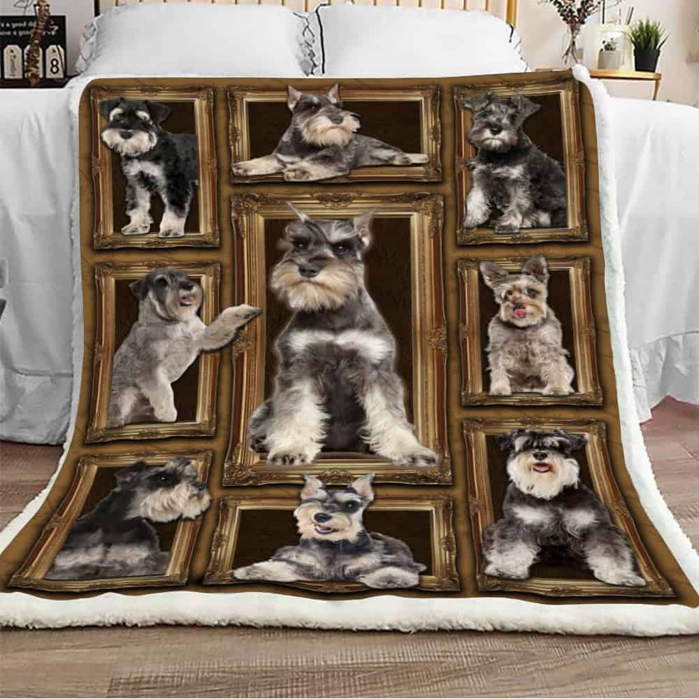 Cute Schnauzer Dog Sherpa Fleece Blanket
