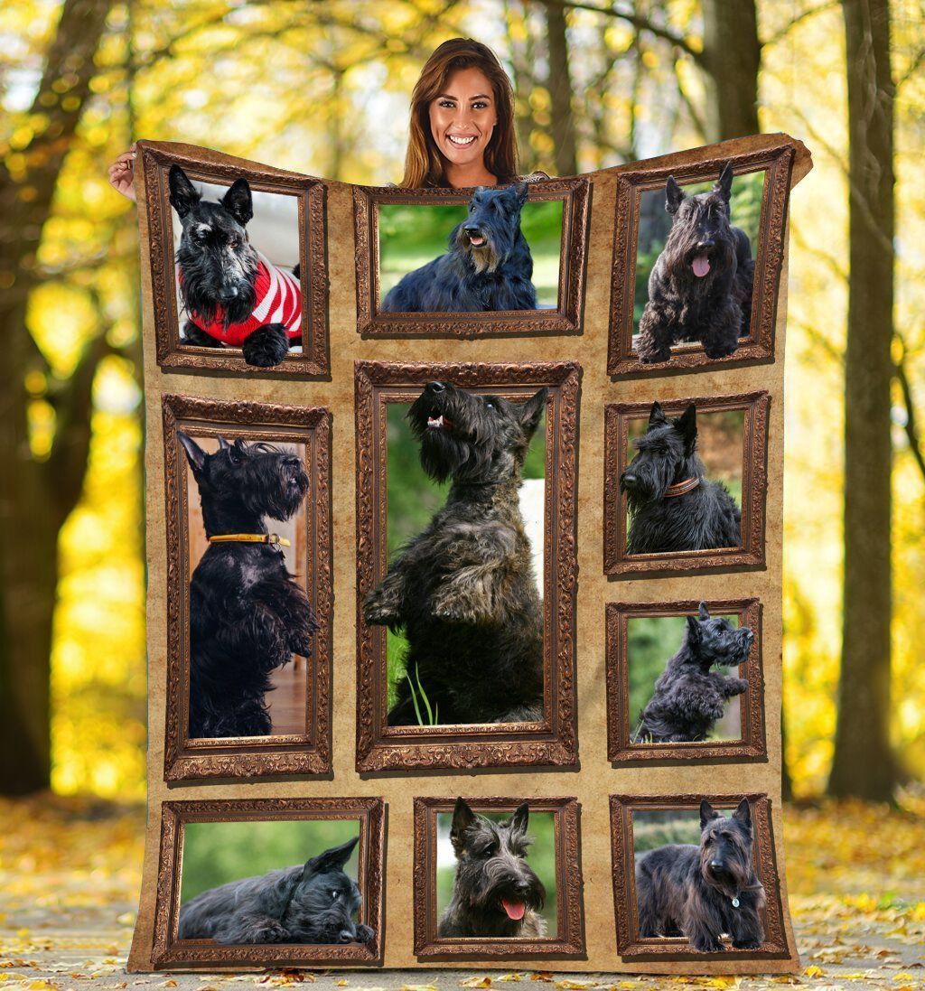 Cute Scottish Terrier Dog Sherpa Fleece Blanket