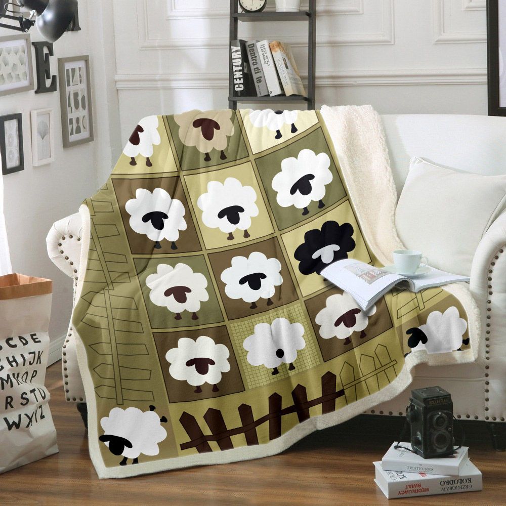 Cute Sheep Sherpa Fleece Blanket