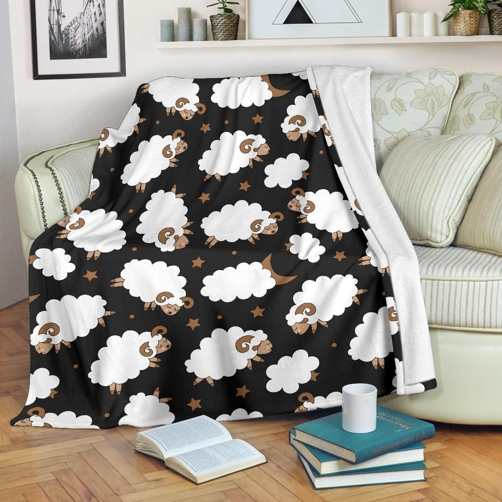 Cute Sheep Pattern Sherpa Fleece Blanket