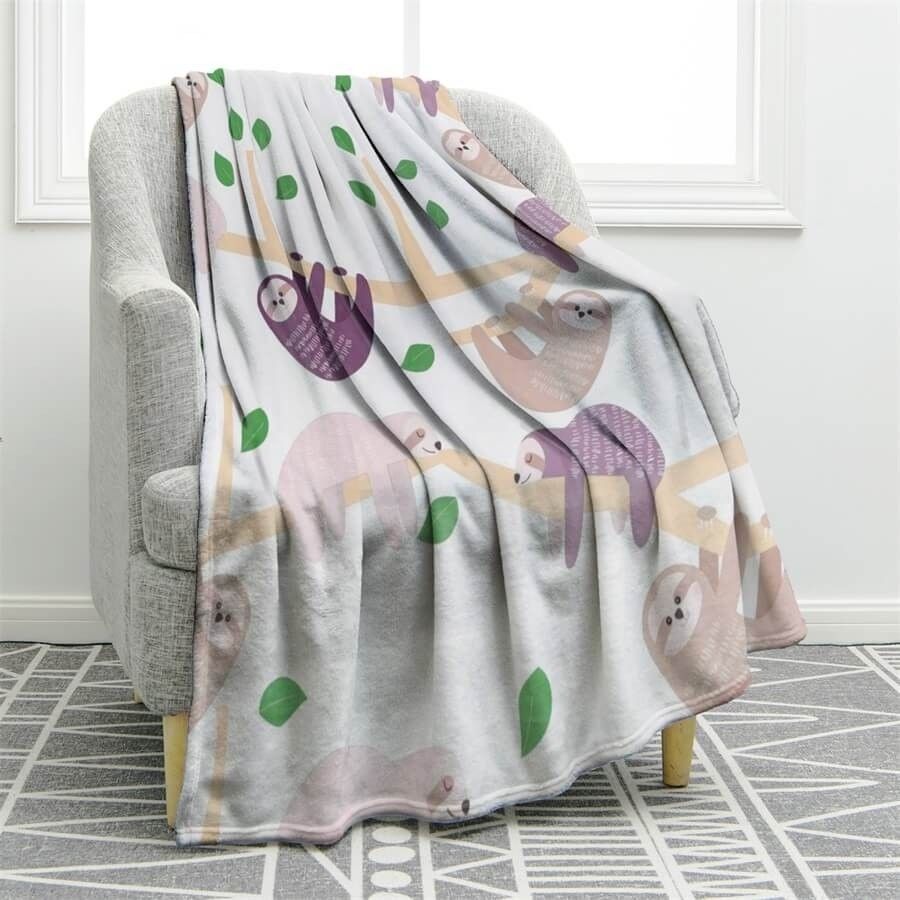 Cute Sloth Sherpa Fleece Blanket