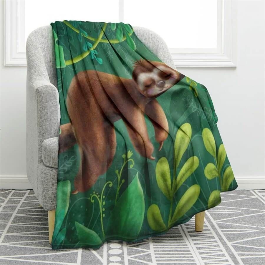 Cute Sloth Sherpa Fleece Blanket