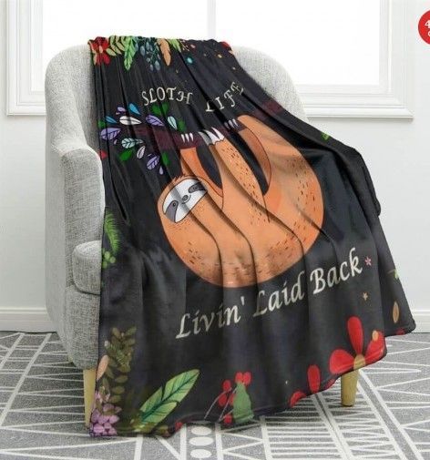 Cute Sloth Flannel Sherpa Fleece Blanket