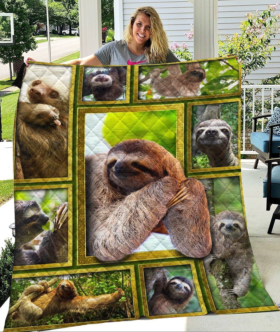 Cute Sloth Gift For Sloth Lovers Quilt Blanket