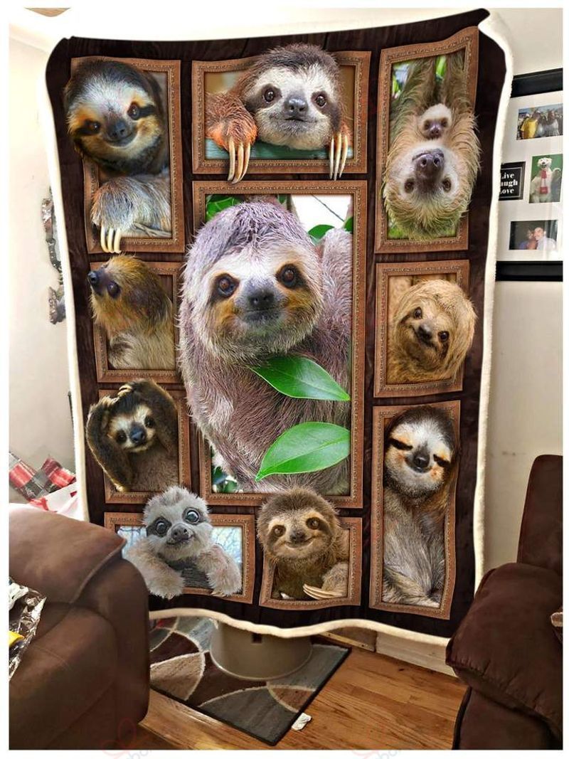 Cute Sloth Sherpa Fleece Blanket