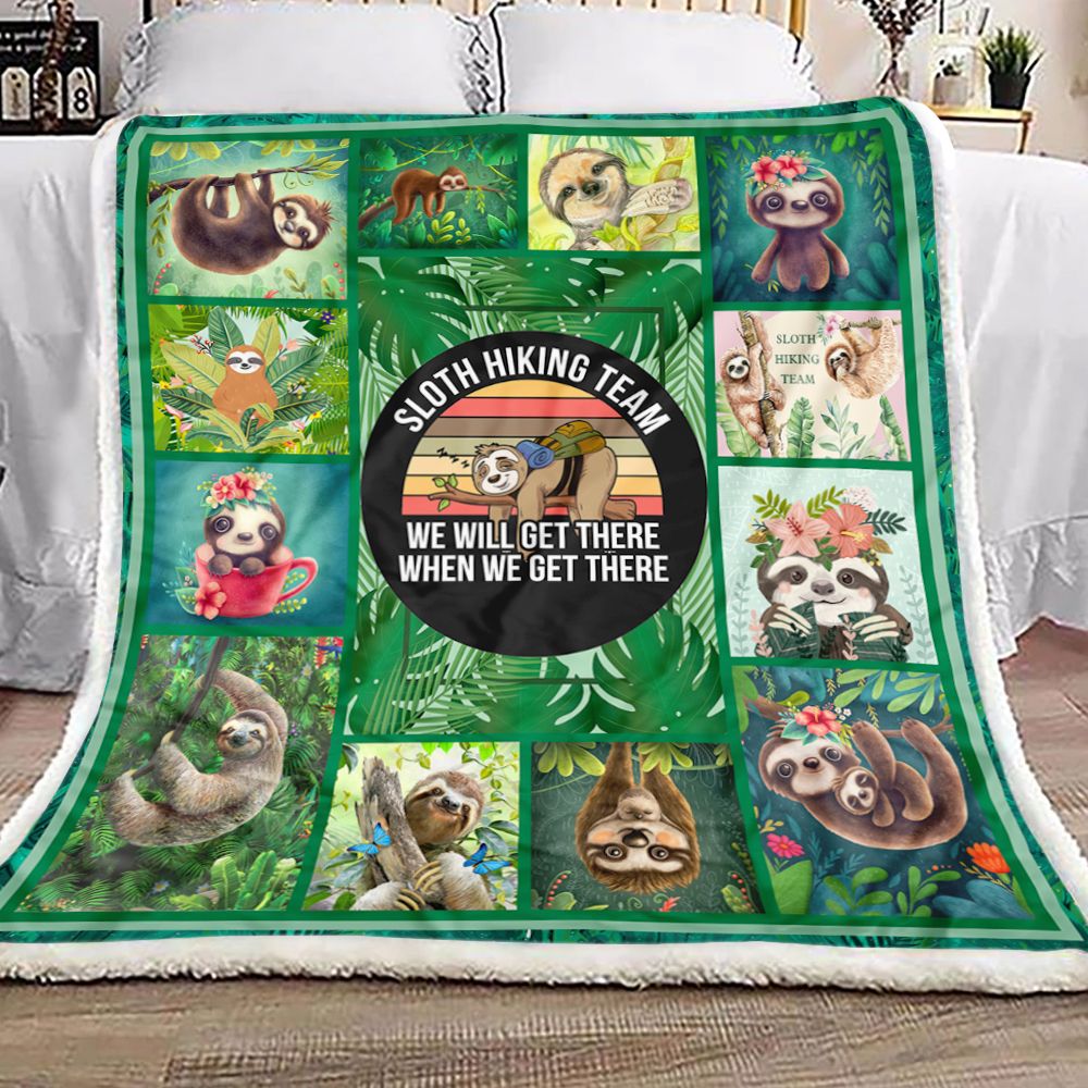 Cute Sloth Hiking Fleece Blanket