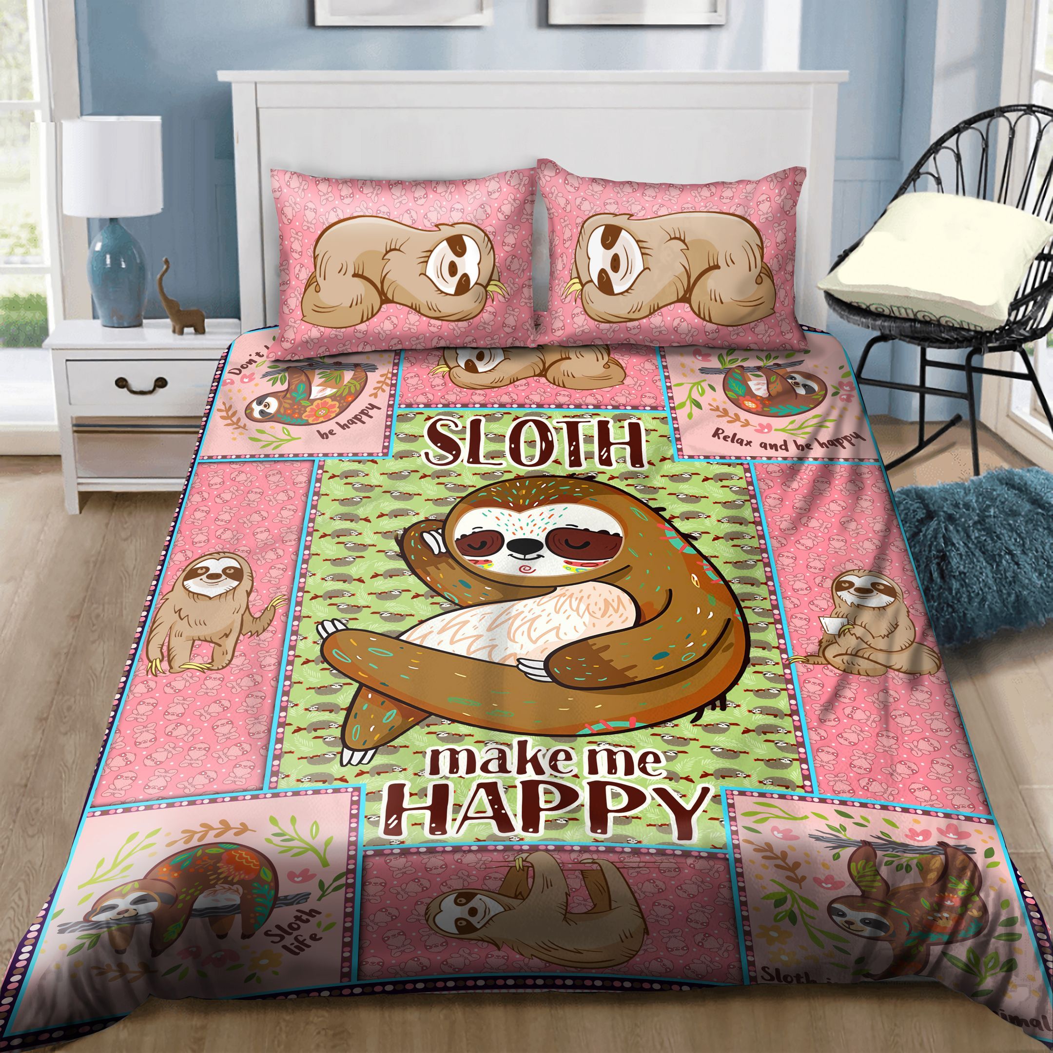 Cute Sloth Make Me Happy Bedding Set