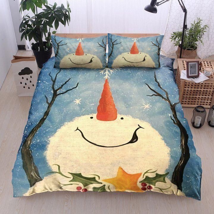 Cute Smile Snowman Printed Bedding Set