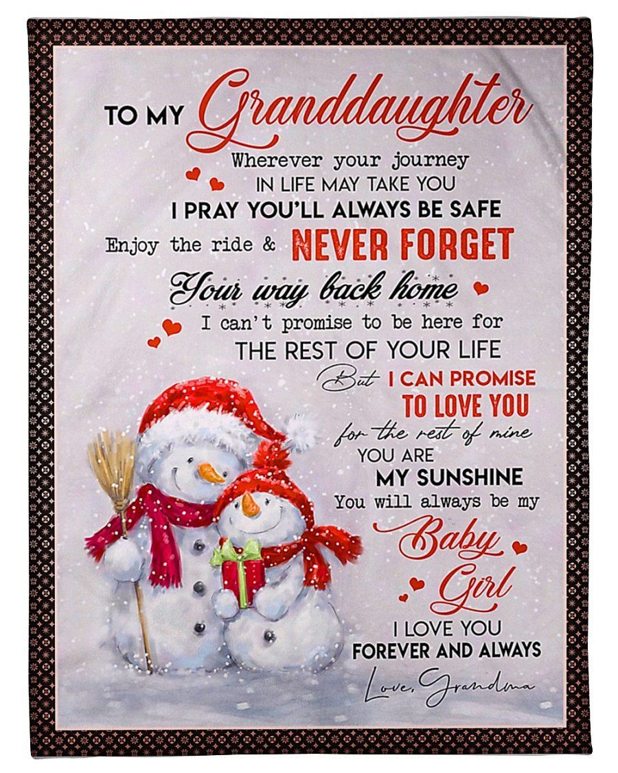 Cute Snowman You Are My Sunshine Grandma To Granddaughter Fleece Blanket Fleece Blanket