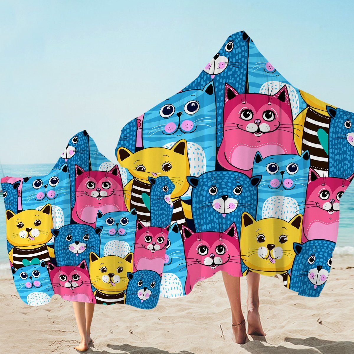 Cute Stuffed Animals Face Printed Hooded Towel